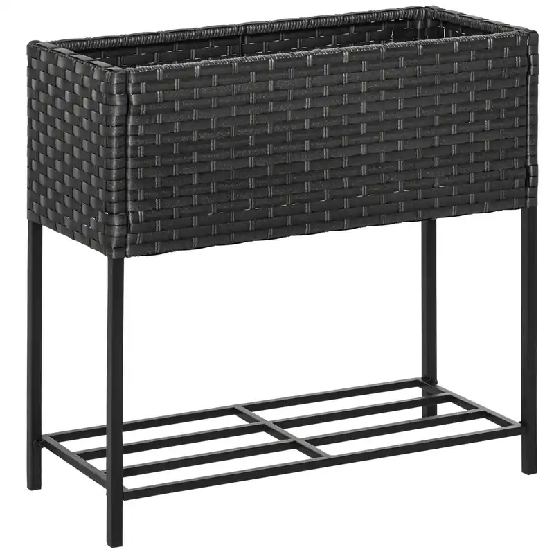 Brun Blomlåda i Polyrotting med Hylla 70x30x72 cm Outlet