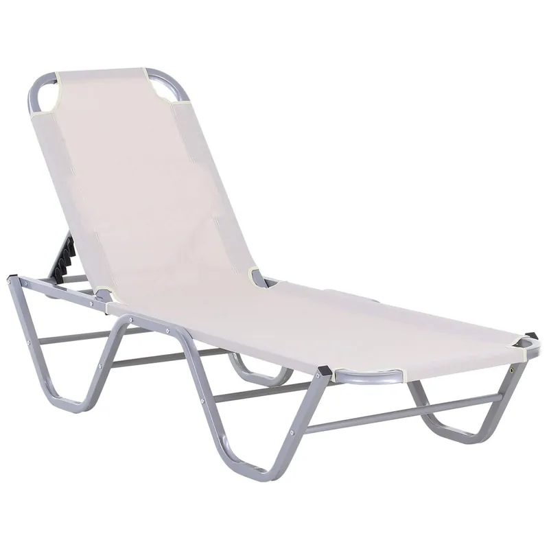 Justerbar Solstol i Aluminium, Beige Textline Rabatter