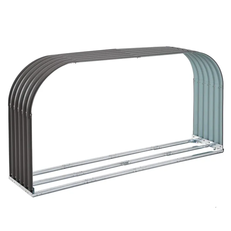 Stålgrå Vedförvaring 0,85 M³ 208x46x112 Cm Endast denna vecka